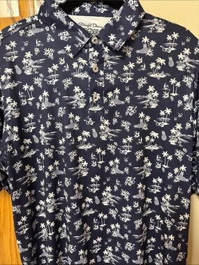 Straightdown Men's Navy Tropical Performance Polo